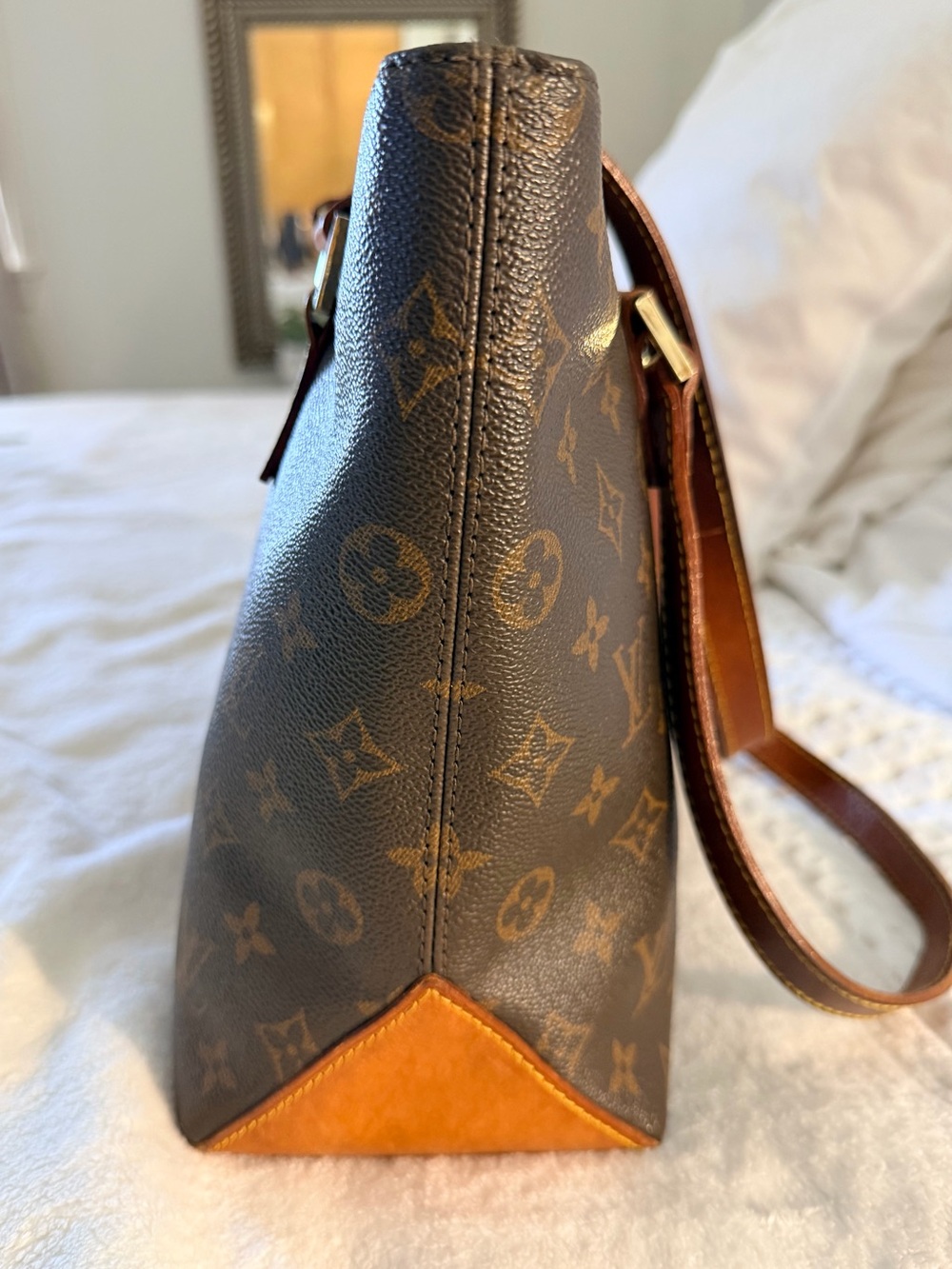 Louis Vuitton Monogram Canvas Shoulder Tote in Brown & Tan Leather - Picture 3 of 8